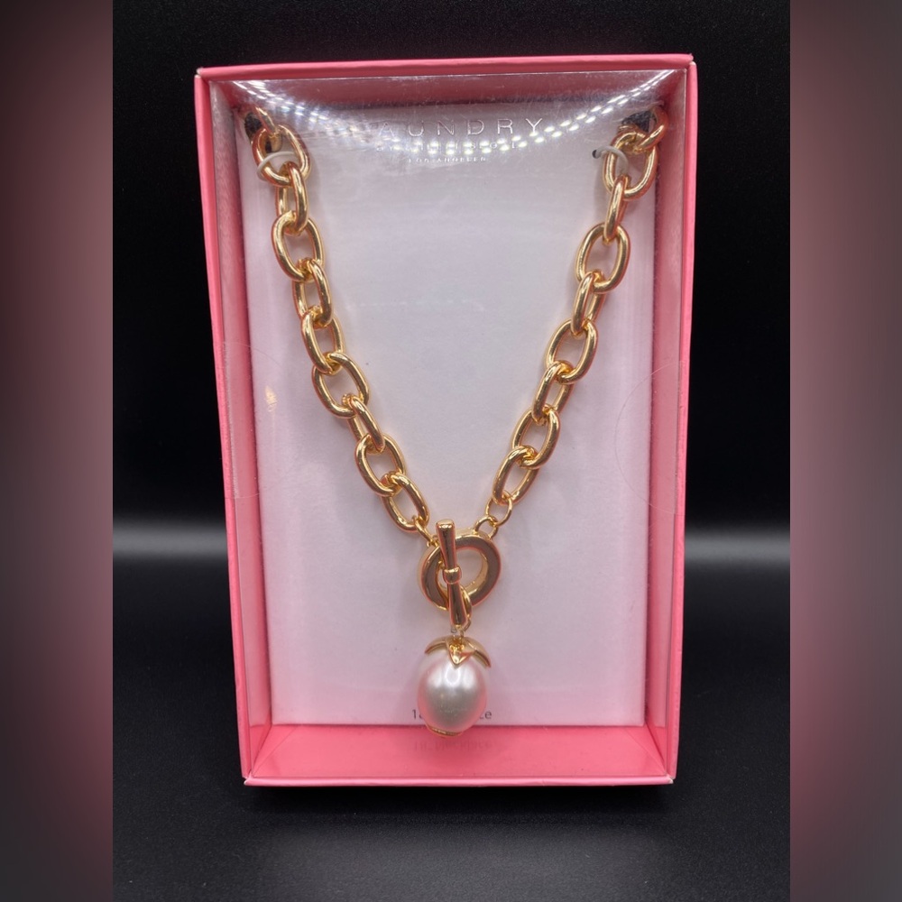 Laundry by Shelli Segal Chunky GoldTone Laundry Necklace w/ Faux Pearl Pendant